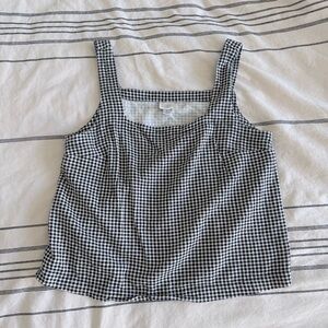 A New Day Linen black gingham square neck tank